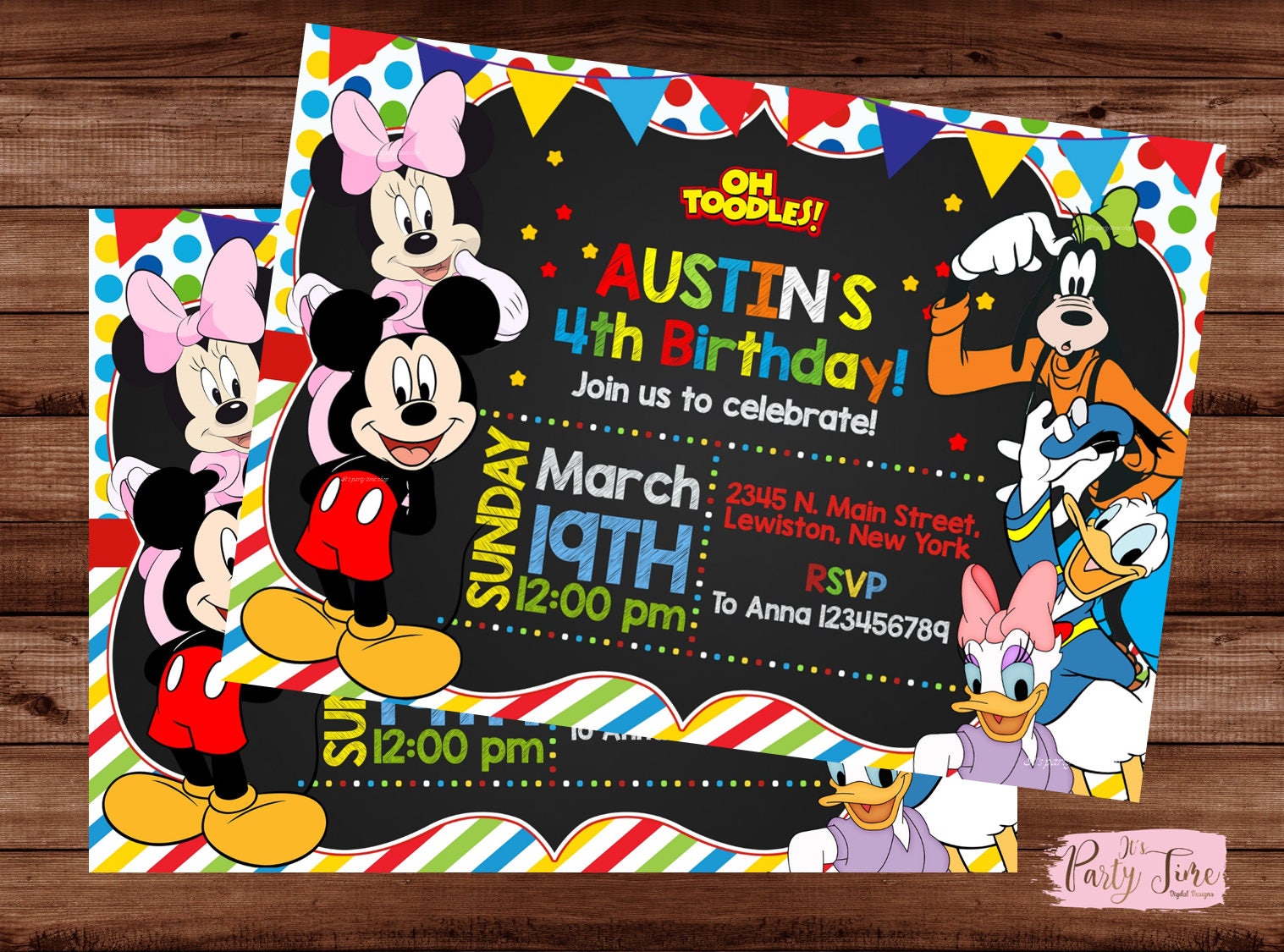 Invitación de Mickey Mouse - Invitación de cumpleaños de Mickey Mouse -  Invitaciones a la casa club de Mickey Mouse - Fiesta de cumpleaños de Mickey, image size:1517x1125
