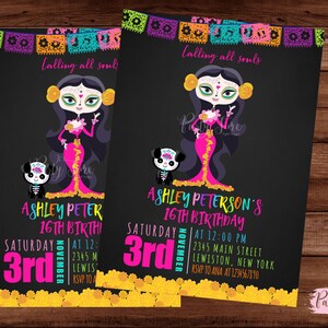 Sugar Skull Birthday Invitation Sugar Skull Invitation - Etsy