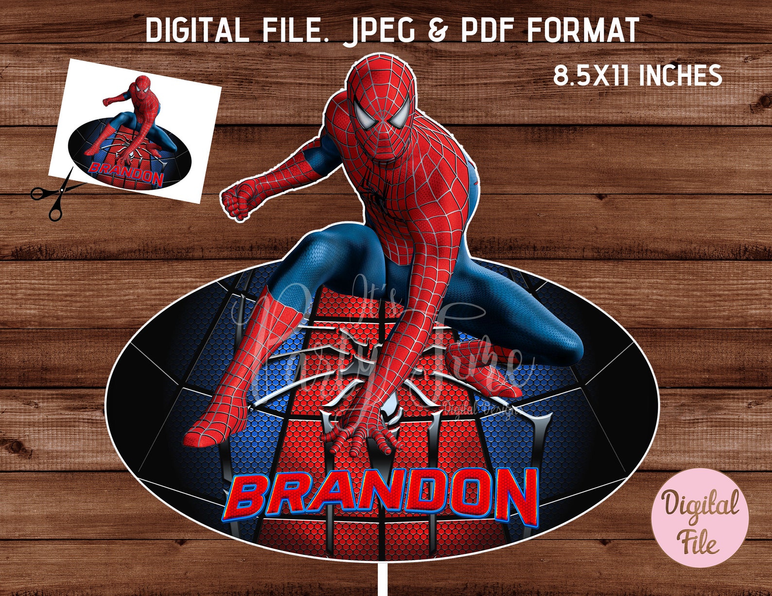 Spiderman Printable Cake Topper Digital Cake Topper - Etsy
