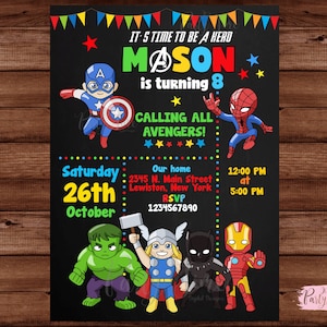 Superhero Invitation - Birthday Invitation  - Superhero Birthday Invitation - DIGITAL FILE