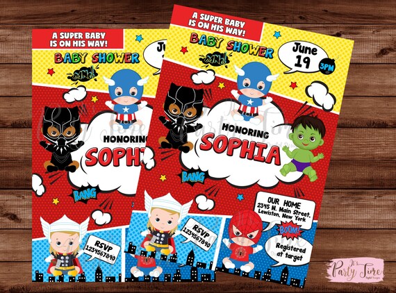 Superhero Baby Shower Invitation Superhero Shower Comic Book Baby