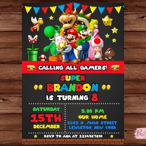 Mario Bros Einladung - Mario Bros Geburtstagseinladung - Mario Bros Party - Super Mario Einladung - Mario und Luigi Einladung. DIGITALE DATEI