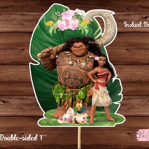 Moana Centerpieces - Printable Moana Centerpiece - Moana Cake Topper Double-Sided - Moana Birthday Party Decorations - Instant download