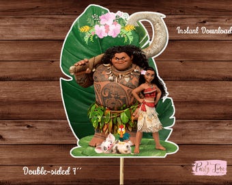 Moana Centerpieces - Printable Moana Centerpiece - Moana Cake Topper Double-Sided - Moana Birthday Party Decorations - Instant download