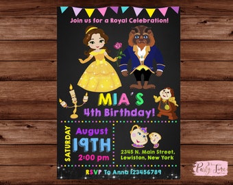 Beauty and the Beast Invitation - Belle Invitation - Princess Belle Invitation - Princess invitation. DIGITAL FILE