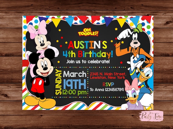 Invitación de Mickey Mouse - Invitación de cumpleaños de Mickey Mouse -  Invitaciones a la casa club de Mickey Mouse - Fiesta de cumpleaños de  Mickey