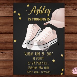 16th Birthday Invitation - Teen Invitation - Sunglasses Invite - Sneaker Invitation - quinceañera invitation - Girl Invitation. DIGITAL
