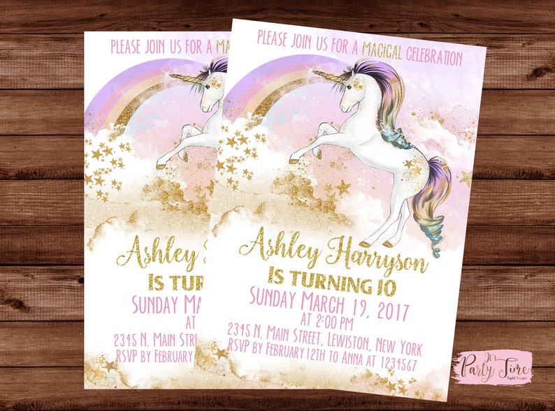 Rainbow Unicorn Invitation Unicorn Invitation Unicorn Invite Unicorn Party Invitation Unicorn Birthday Invitation DIGITAL FILE image 2