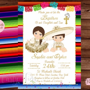 Baptism Mexican Invitation - Baptism Party Invitation - Mexican Fiesta Baptism Invitation - Mexican Invitation - DIGITAL FILE.