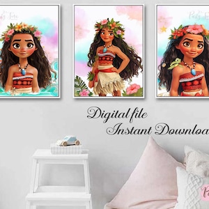Princess Moana - Moana Art - Moana Poster - Printable Art - Dorm Wall Art  - Wall Decorations - Moana - Digital File - Instant Download