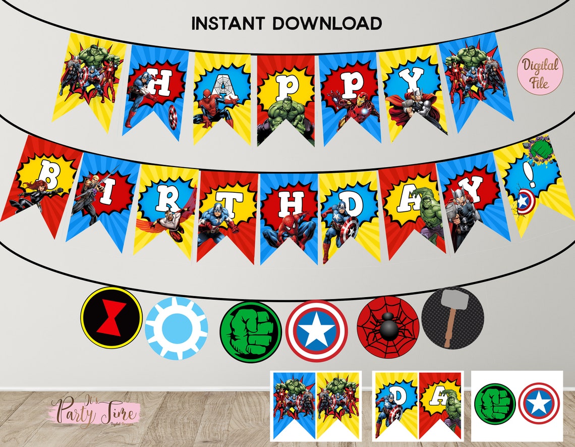 Superhero Birthday Banner - Superhero Birthday Party Banner - Superhero ...