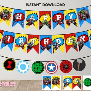 Superhero Birthday Banner - Superhero Birthday Party Banner - Superhero Banner - Digital File -  INSTANT DOWNLOAD