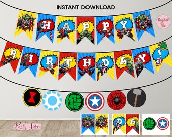 Superhero Birthday Banner - Superhero Birthday Party Banner - Superhero Banner - Digital File -  INSTANT DOWNLOAD