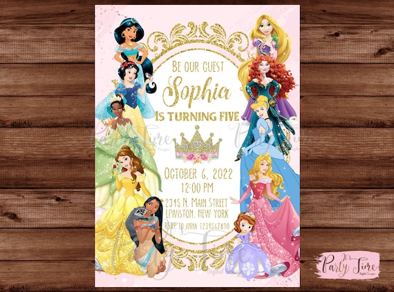 Inviti Principesse - Inviti Festa di Compleanno Principessa - Inviti Festa Principessa - Disney Princess Party - FILE DIGITALE - Italia