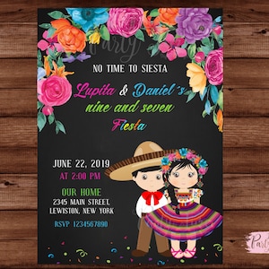 Mexican Invitation - Sibling Fiesta Party Invite - Mexican Fiesta - Fiesta Invitation - Invitación Fiesta Mexicana - DIGITAL FILE
