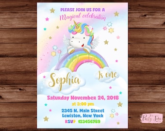 Unicorn Invitation - Rainbow Unicorn Invitation - Unicorn Invite - Unicorn Party Invitation- Unicorn Birthday Invitation. DIGITAL FILE