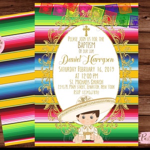 Baptism Mexican Invitation - Baptism Party Invitation - Mexican Fiesta Baptism Invitation - Mexican Invitation - Baptism  DIGITAL FILE.