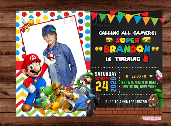 Mario Bros Invitation - Mario Bros Birthday Invitation- Mario Bros Party -  Super Mario Invitation - Mario and Luigi invitation. DIGITAL FILE