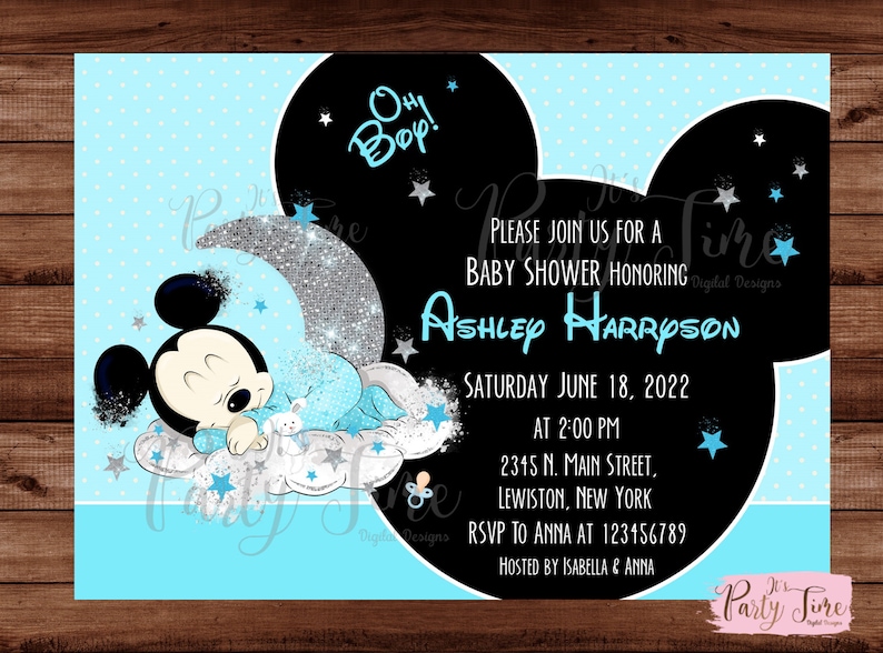 Mickey Mouse Baby Shower Invitations Mickey Mouse Baby Etsy