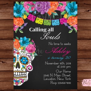 Sugar Skull Birthday Invitation - Sugar Skull Invitation - Sugar Skull Halloween Party Invitation - Day of the Dead Party - FICHIER NUMÉRIQUE