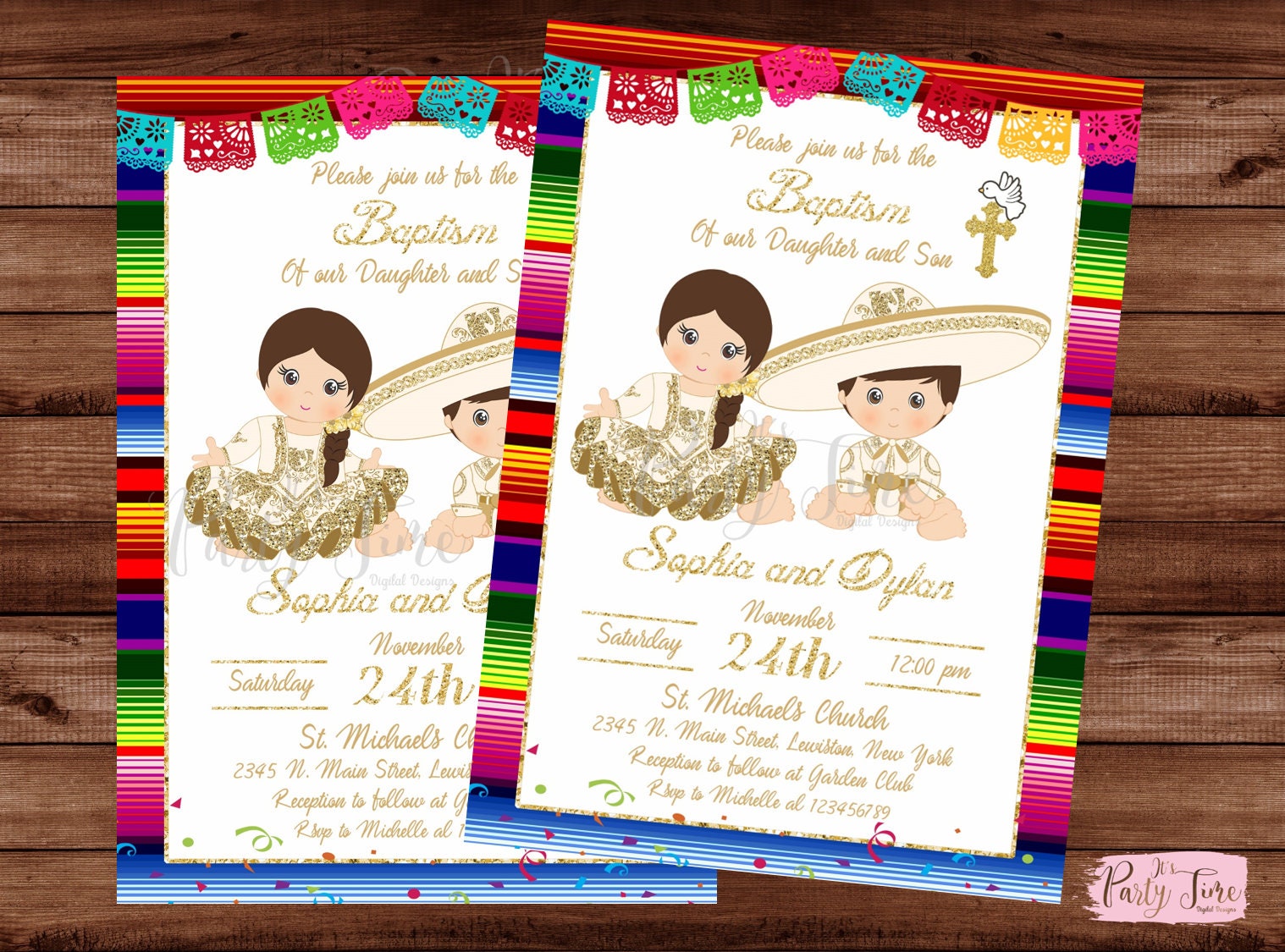 Baptism Mexican Invitation - Baptism Party Invitation - Mexican Fiesta  Baptism Invitation - Mexican Invitation - DIGITAL FILE.