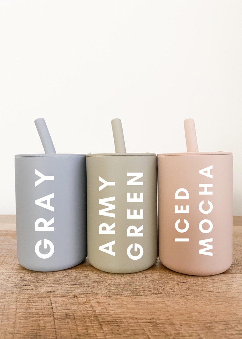 Custom Name Baby Silicone Sippy Cups With Straw Etsy