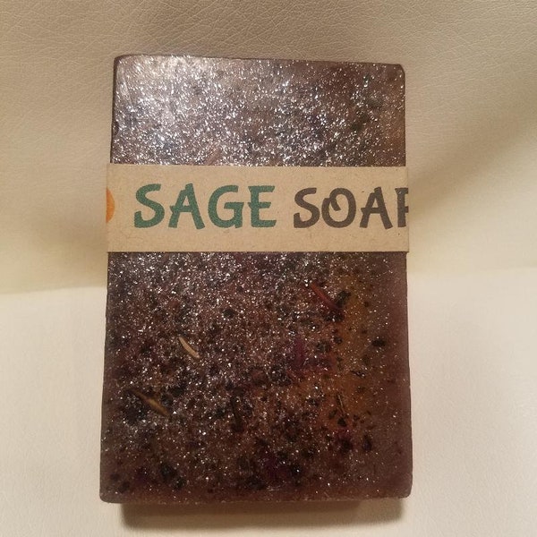Sage Soap~SAGE Leaves Soap ~Energy Cleansing~Infused with Sage Essential oil & White Sage Leaves