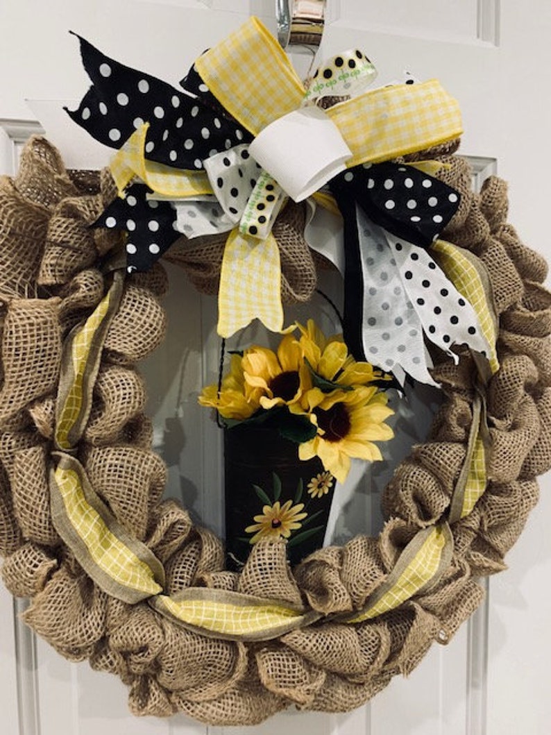 Sunflower Wreath Farmhouse Wreath Sunflower Decor Spring | Etsy