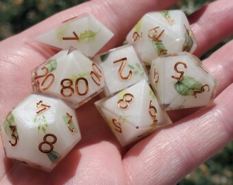 Sprig: 7-Piece Handmade Sharp Edge Polyhedral Dice Set