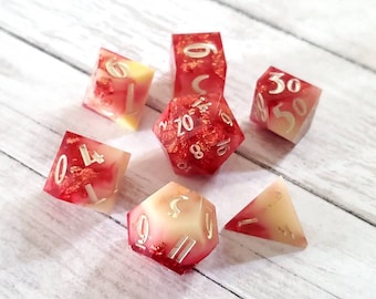 Crimson Tide: 7-Piece Handmade Sharp Edge Polyhedral Dice Set