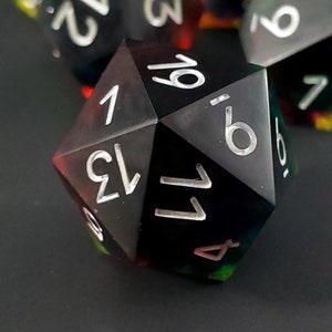 A Prism Darkly: 7-Piece Handmade Sharp Edge Polyhedral Dice Set image 5