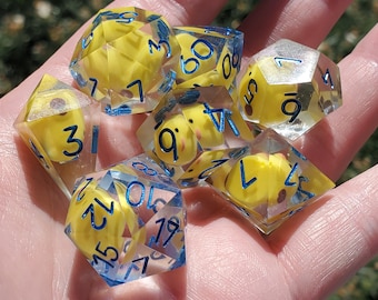 Lil' Ducky: 7-Piece Handmade Sharp Edge Polyhedral Dice Set