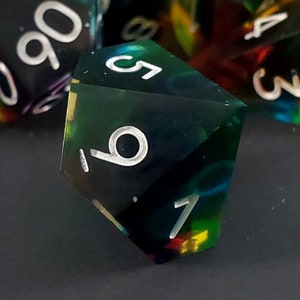 A Prism Darkly: 7-Piece Handmade Sharp Edge Polyhedral Dice Set image 8