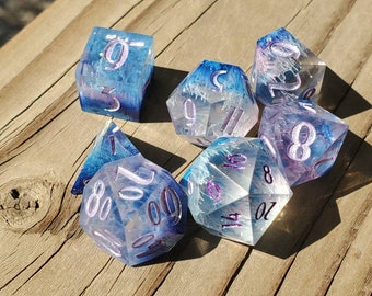 Suncrystal: 7-Piece Handmade Sharp Edge Polyhedral Dice Set