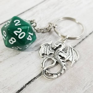 D20 Keychains with Optional Charm image 1