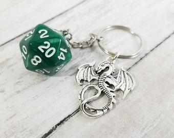 D20 Keychains with Optional Charm