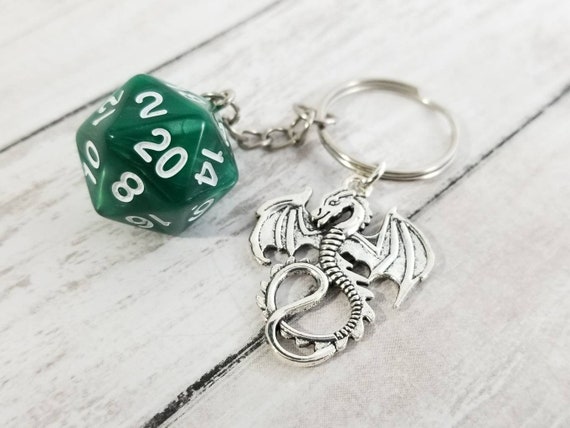 D20 Keychains with Optional Charm