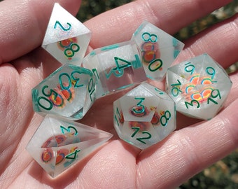 Lollipop Lollipop: 7-Piece Handmade Sharp Edge Polyhedral Dice Set