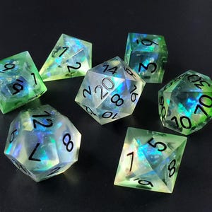 Holo Pond: 7-Piece Handmade Sharp Edge Polyhedral Dice Set