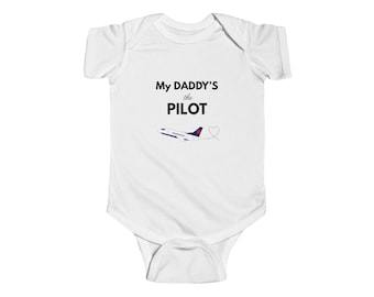 My Daddy's the Pilot Baby Onesie Bodysuit, Airplane Baby Onesie, Pilot Theme Infant Outfit