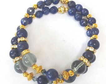 Lapis and fluorite bracelet, for headache relief