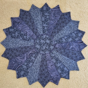 Dark Blue Designs, Handmade, Cotton Quilted, Cotton Fabric, Spiky Edge 21-Inch Table Topper, Lots of Embroidering, Centerpiece, Reversible