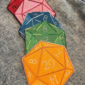 D20 Iron On Patch - Critical Hit! | 3.5in with Various color options | Dungrons and Dragons | TTRPG