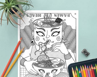 Printable Coloring Page - Ramen Heads