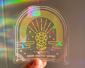 Good Energy Grows - Rainbow Suncatcher Window Decal