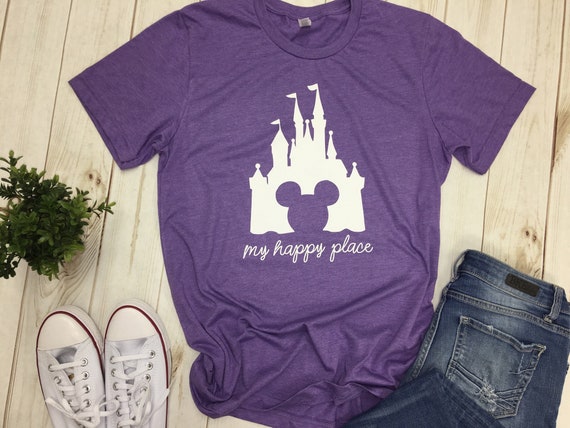 Disney Shirts This is My Happy Place Disney Shirt Disneyland Castle Walt  and Mickey Mouse Tee Disneyland Shirt Disney World Shirt 