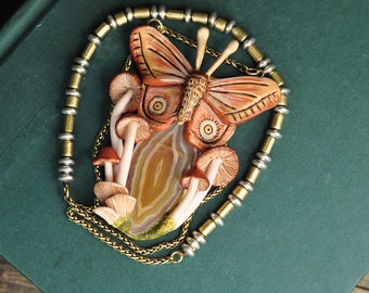 Agate Moth Pendant