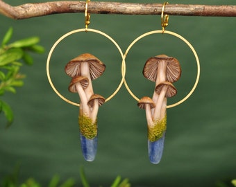 Kyanite and Brass Earrings