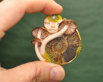 Ammonite Goddess Pendant II