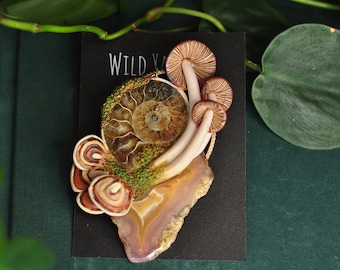 Ammonite and Agate Pendant